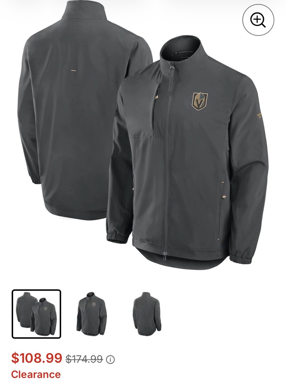 Vegas Golden Knights Fanatics Authentic Pro Rink Coaches Full-zip Jacket - grey